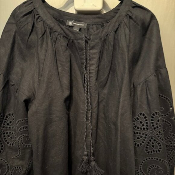 NWOT - Boho Embroidered Linen Bishop Sleeve Peasant Blouse - Picture 10 of 16